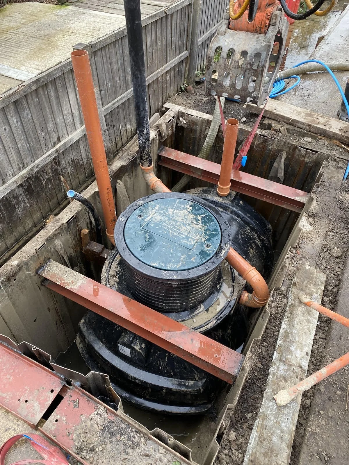 water tank being set into the ground